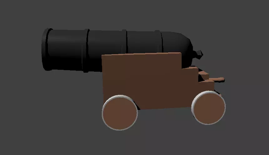 Low Poly Cannon on wheels Low-poly 3D model_0