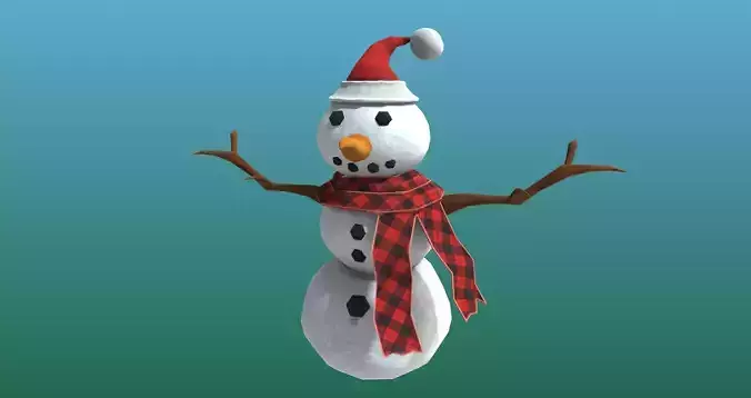 SnowMan Cartoon Style Low poly model