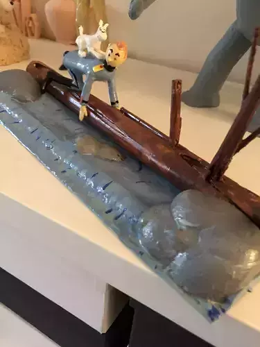 Tintin on waterfall from the broken ear 3D print model