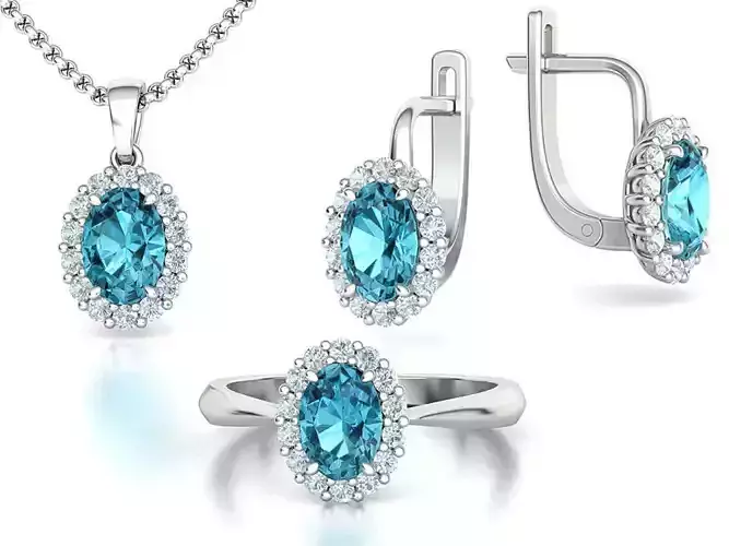 Oval Stone 7x5 Jewelry set with discount  3D Model Collection