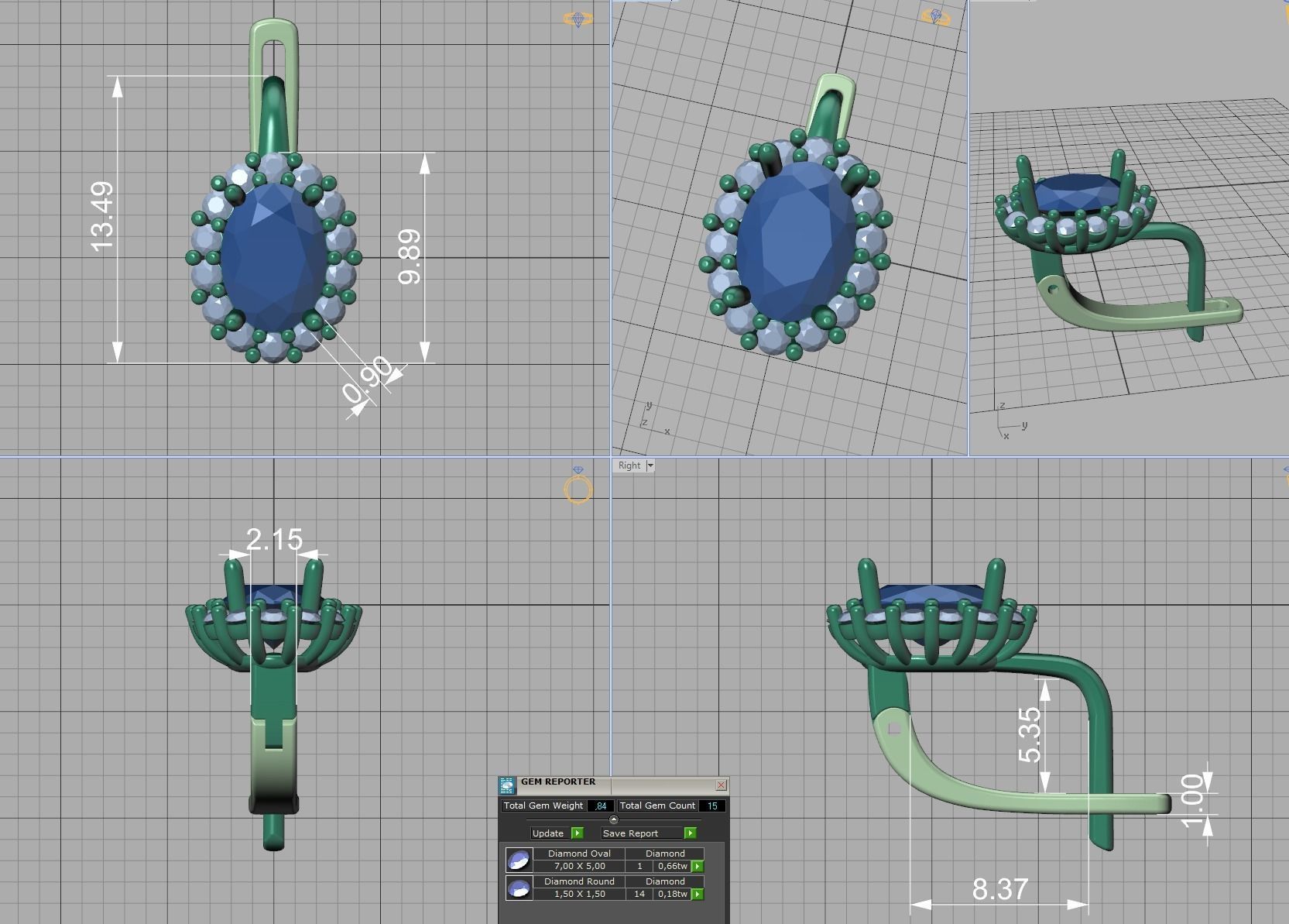 Oval Stone 7x5 Jewelry set with discount  3D Model Collection_4