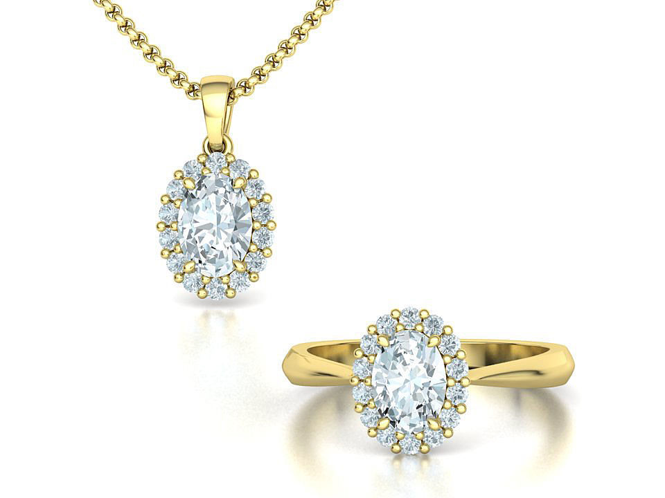 Oval Stone 7x5 Jewelry set with discount  3D Model Collection_17