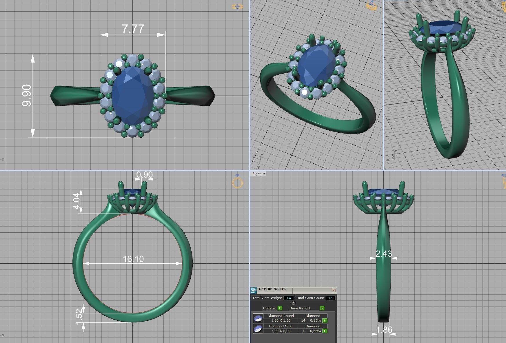 Oval Stone 7x5 Jewelry set with discount  3D Model Collection_28