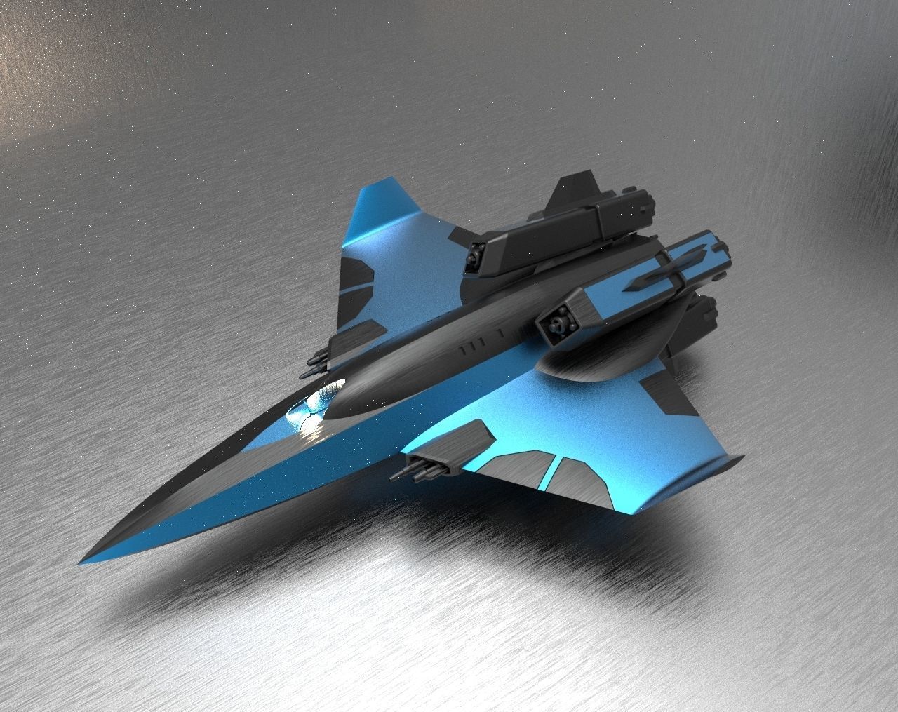 Sci fi Aircraft Low-poly 3D model_4