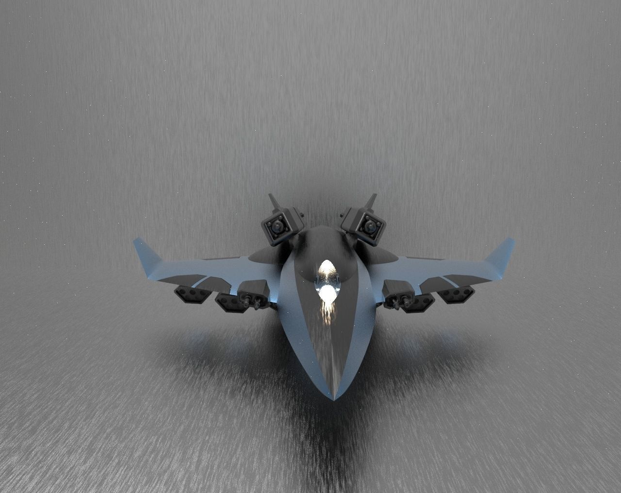 Sci fi Aircraft Low-poly 3D model_2
