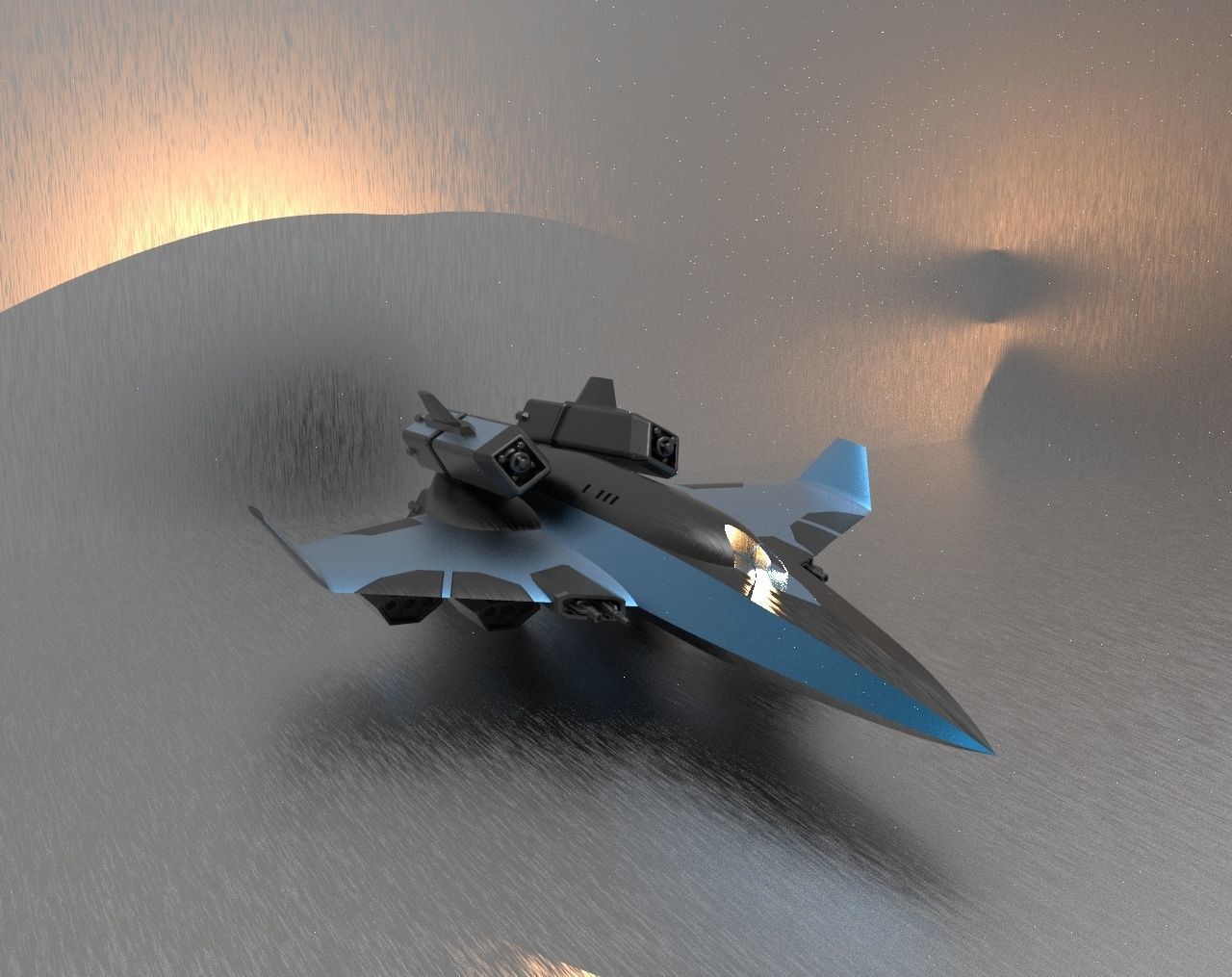 Sci fi Aircraft Low-poly 3D model_1