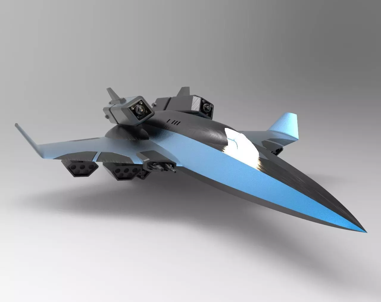 Sci fi Aircraft Low-poly 3D model_0