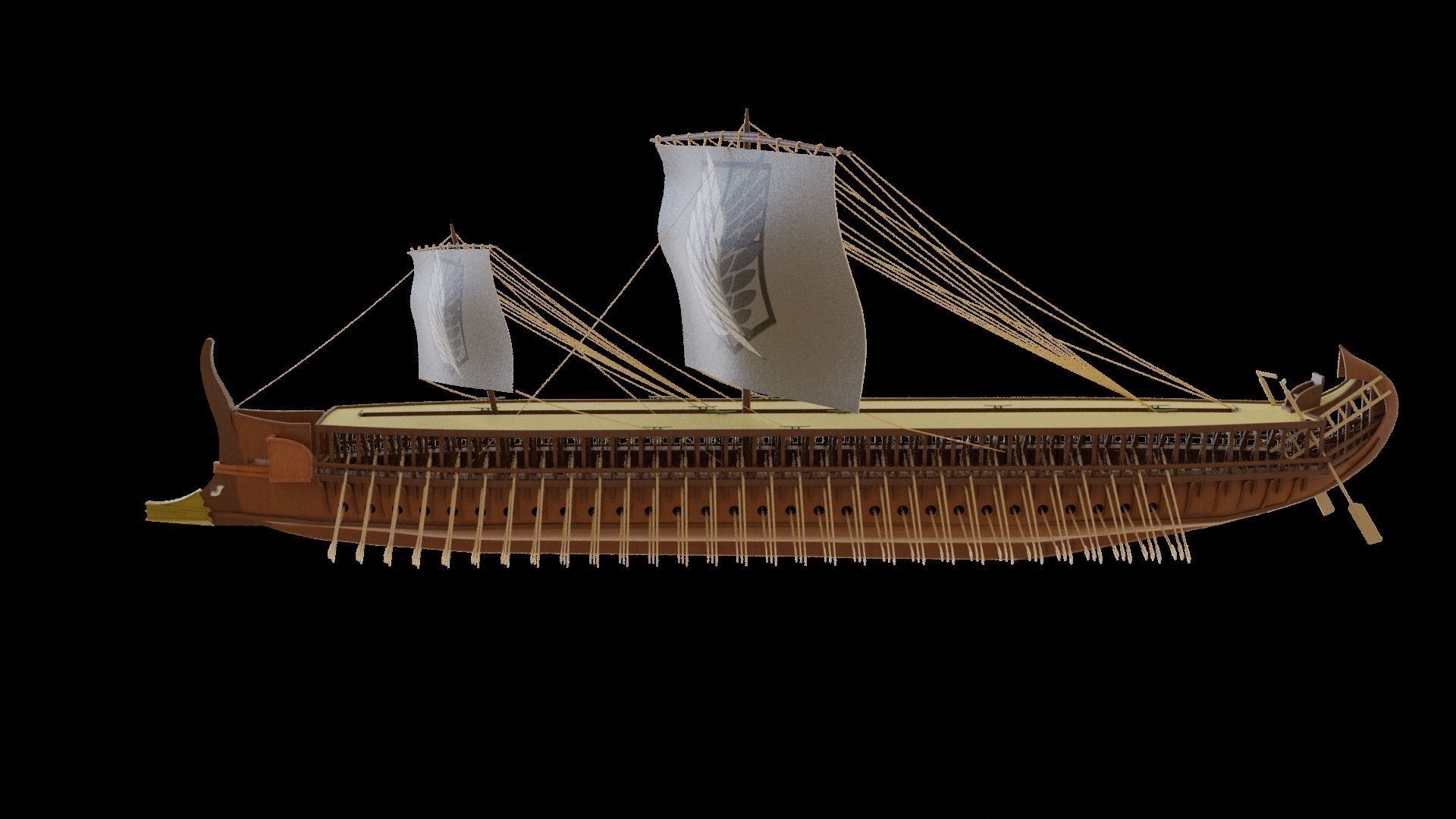 Triremes ancient ship 3D model_1
