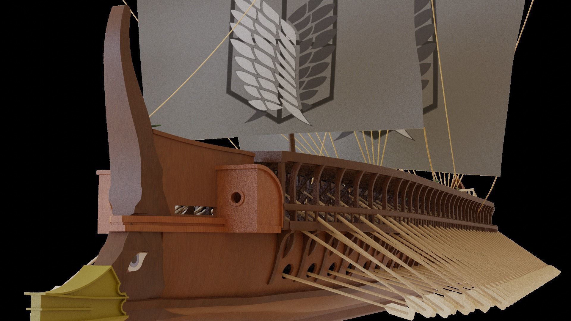 Triremes ancient ship 3D model_9