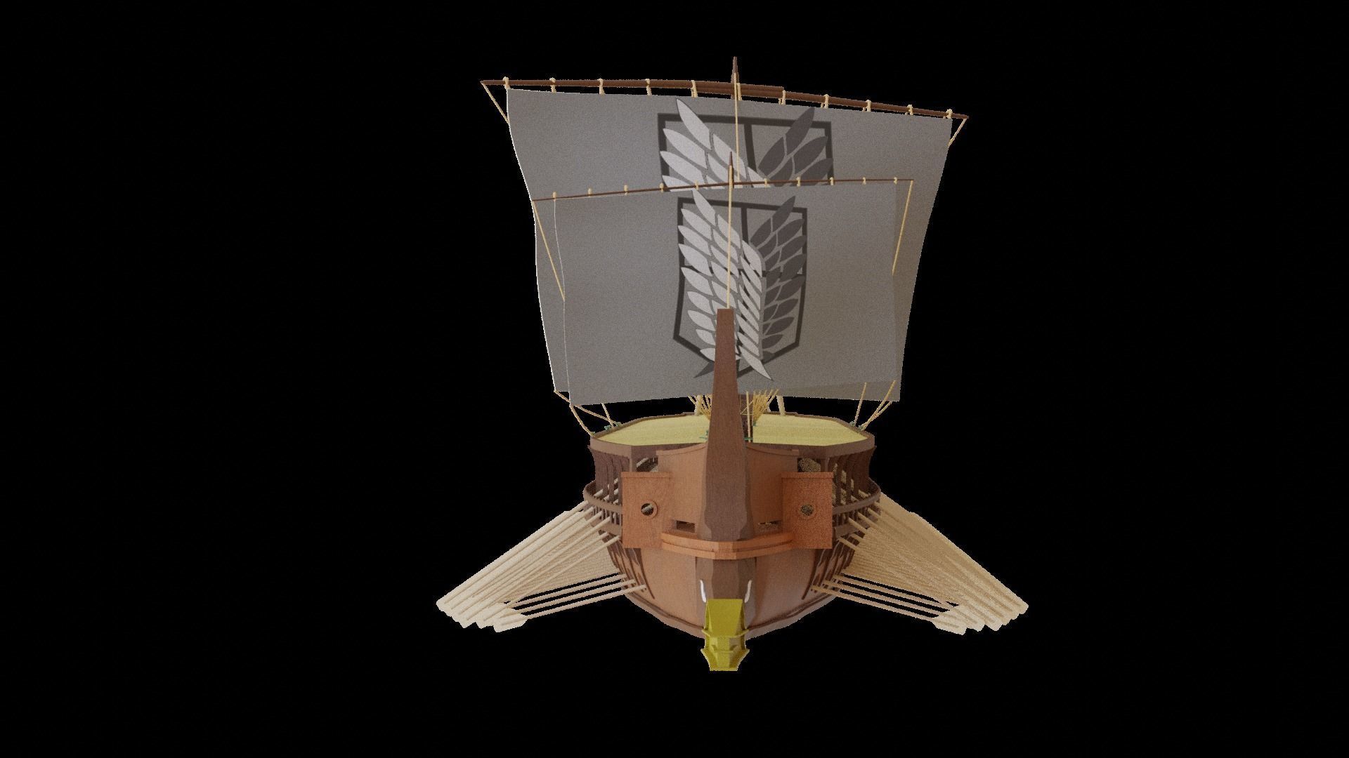 Triremes ancient ship 3D model_6