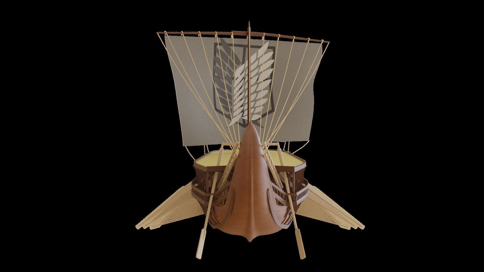 Triremes ancient ship 3D model_3