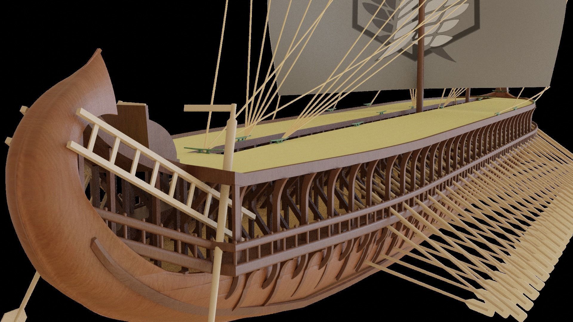 Triremes ancient ship 3D model_10