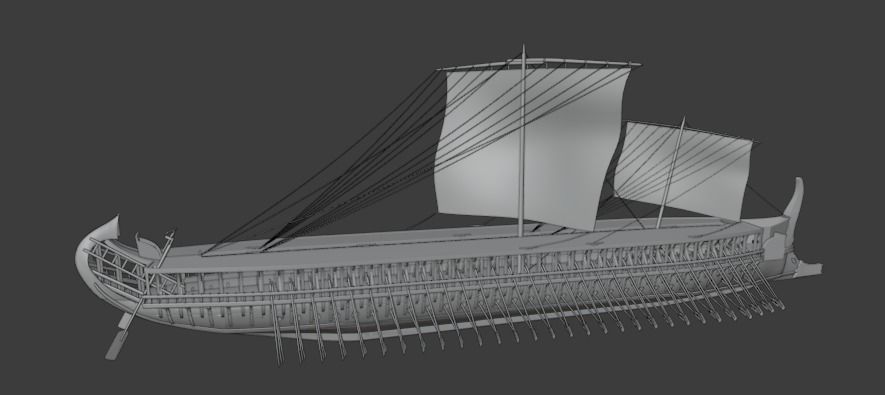 Triremes ancient ship 3D model_12