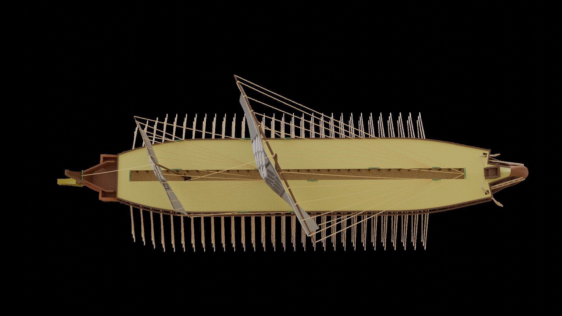 Triremes ancient ship 3D model_7