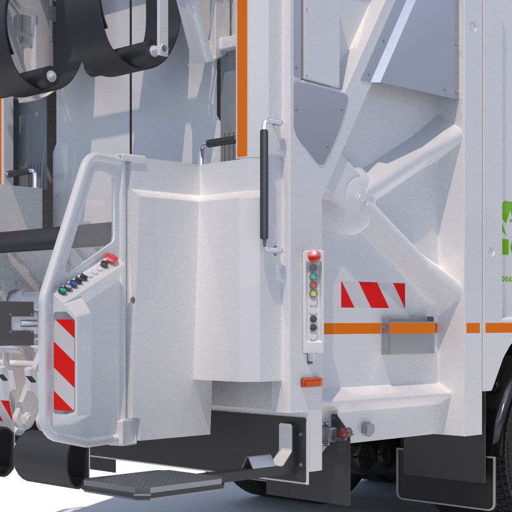 Mercedes Actros Garbage Truck with mechanisms 3D model_11