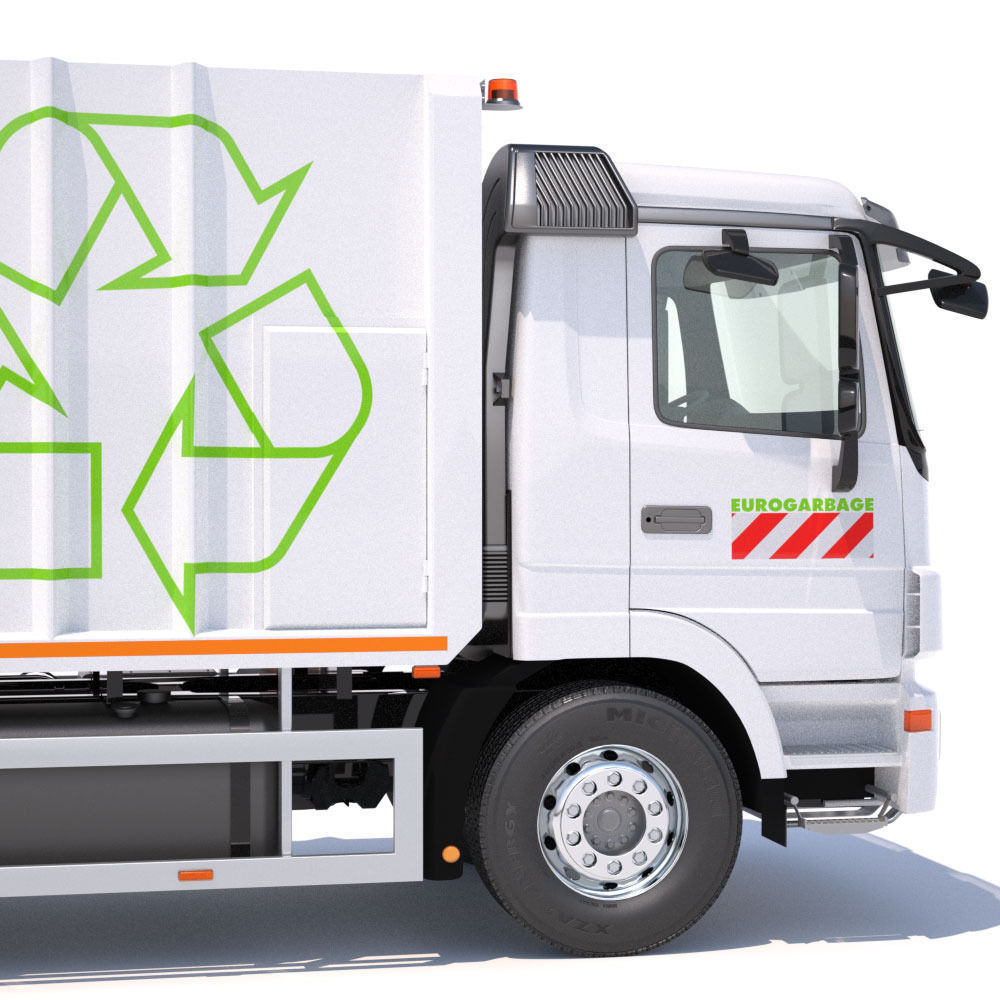 Mercedes Actros Garbage Truck with mechanisms 3D model_9