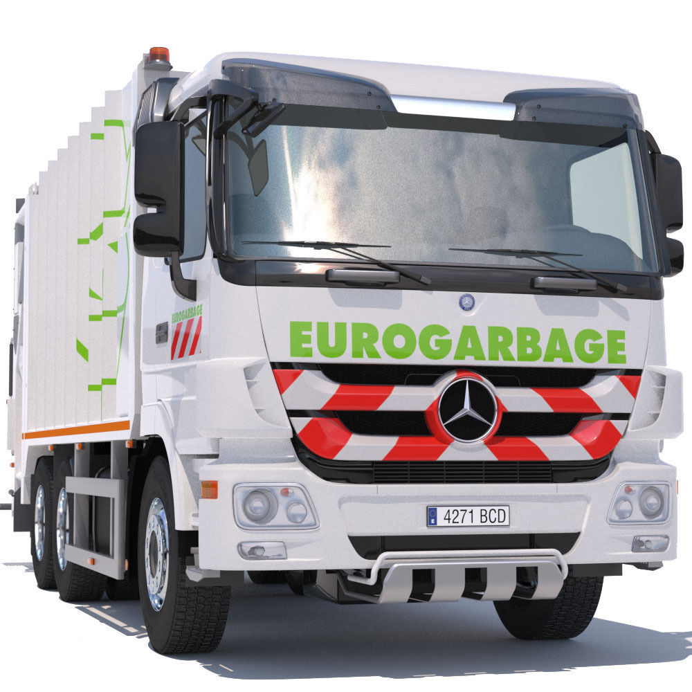 Mercedes Actros Garbage Truck with mechanisms 3D model_8