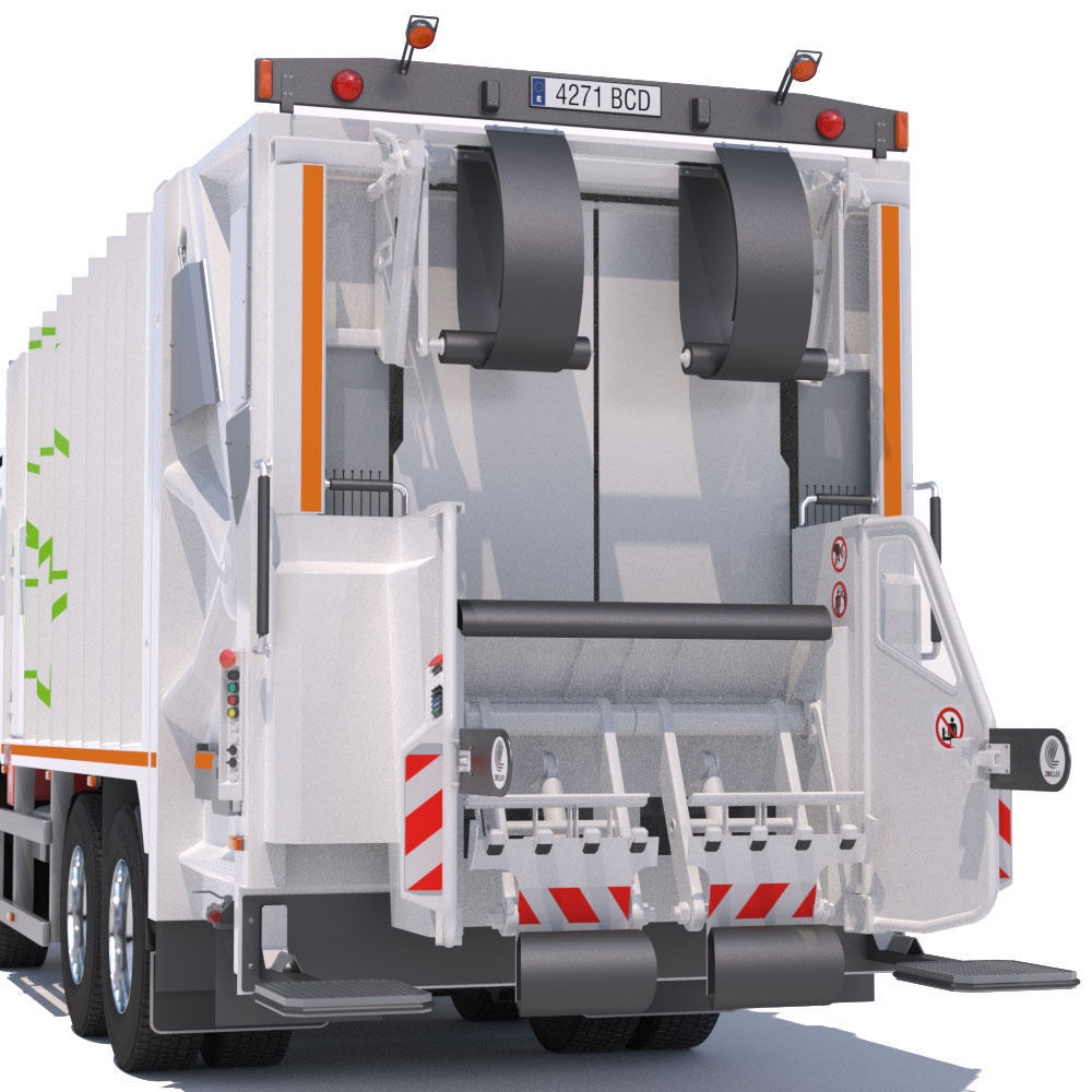 Mercedes Actros Garbage Truck with mechanisms 3D model_10