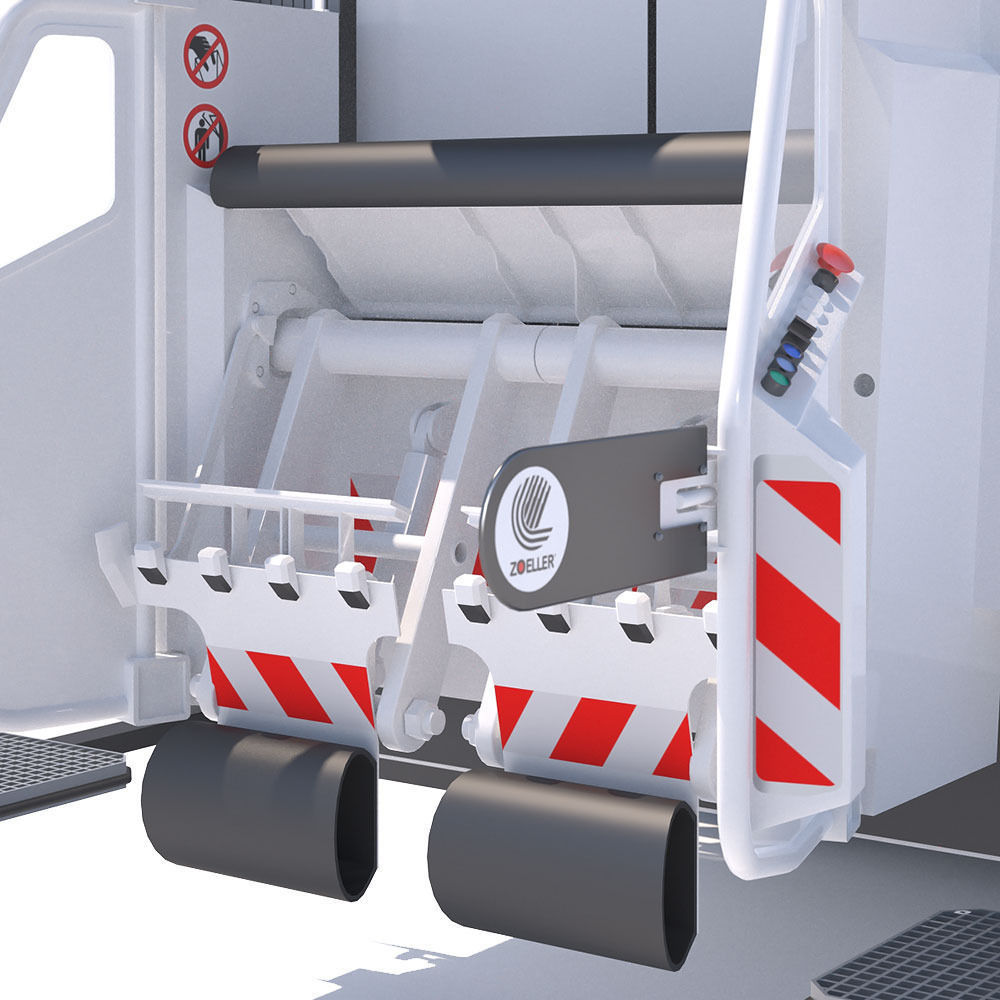 Mercedes Actros Garbage Truck with mechanisms 3D model_12
