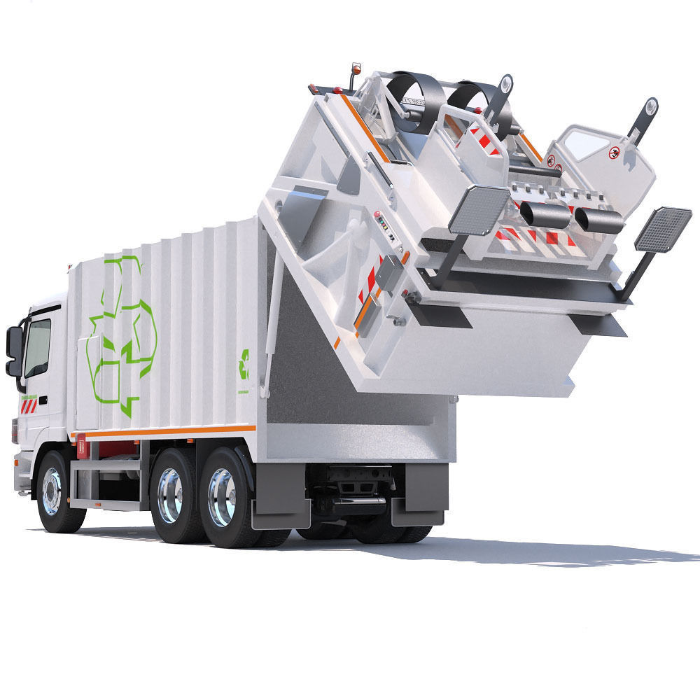 Mercedes Actros Garbage Truck with mechanisms 3D model_5
