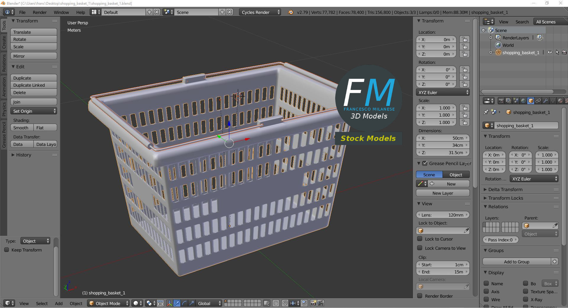 Shopping basket 1 3D model_9