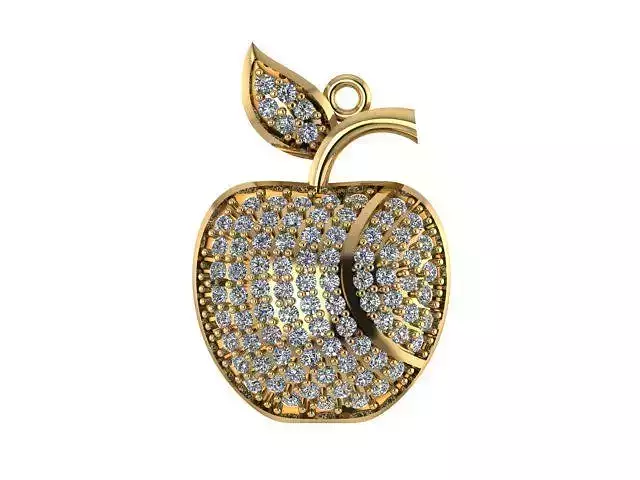 pendant gold apple with diamonds