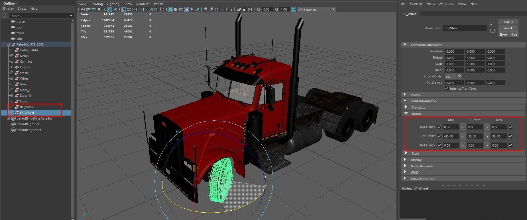 Truck 379 with interior  3D model_14
