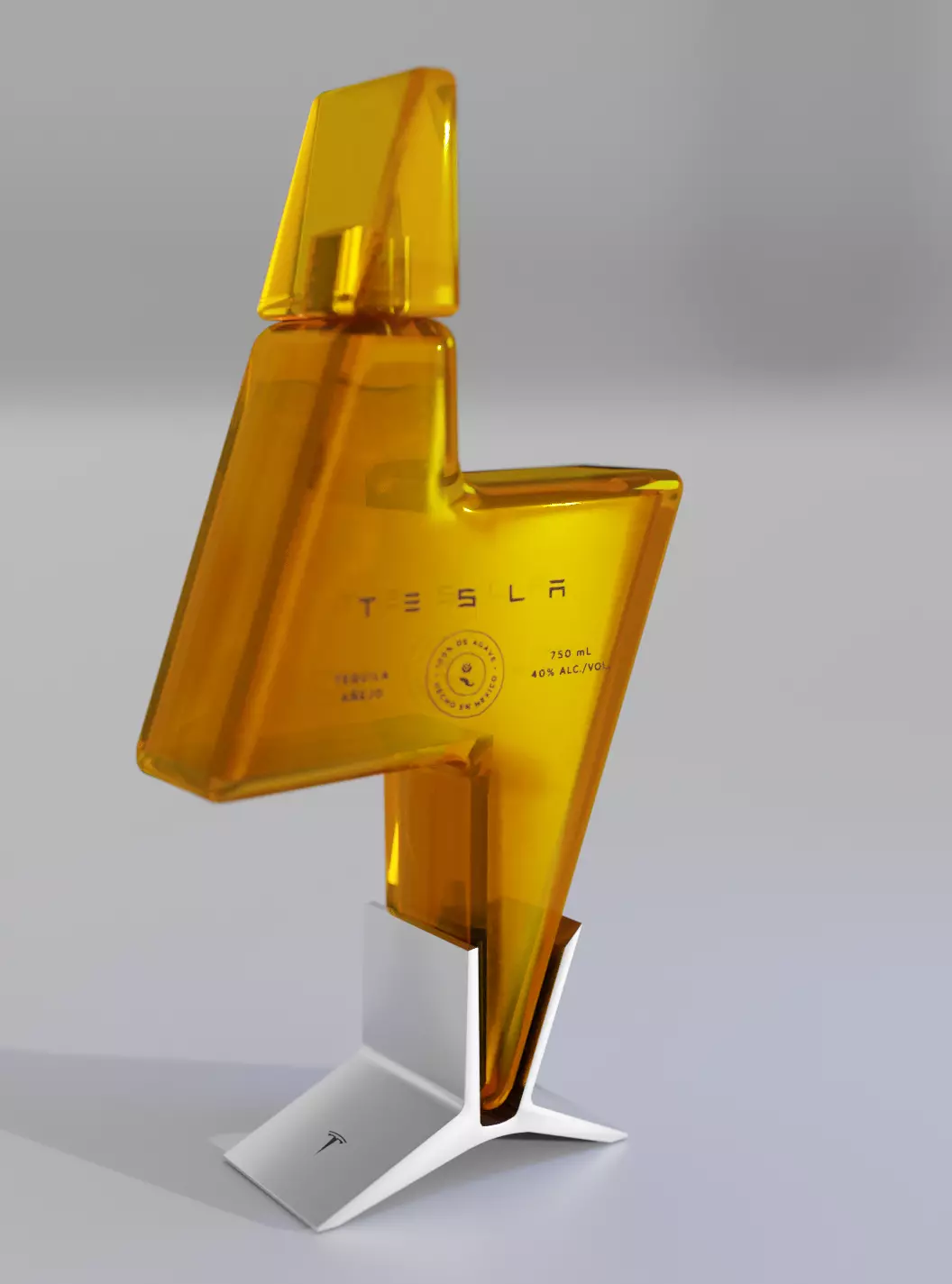 Tesla Tequila - 2020 Teslaquila bottle Low-poly 3D model_0