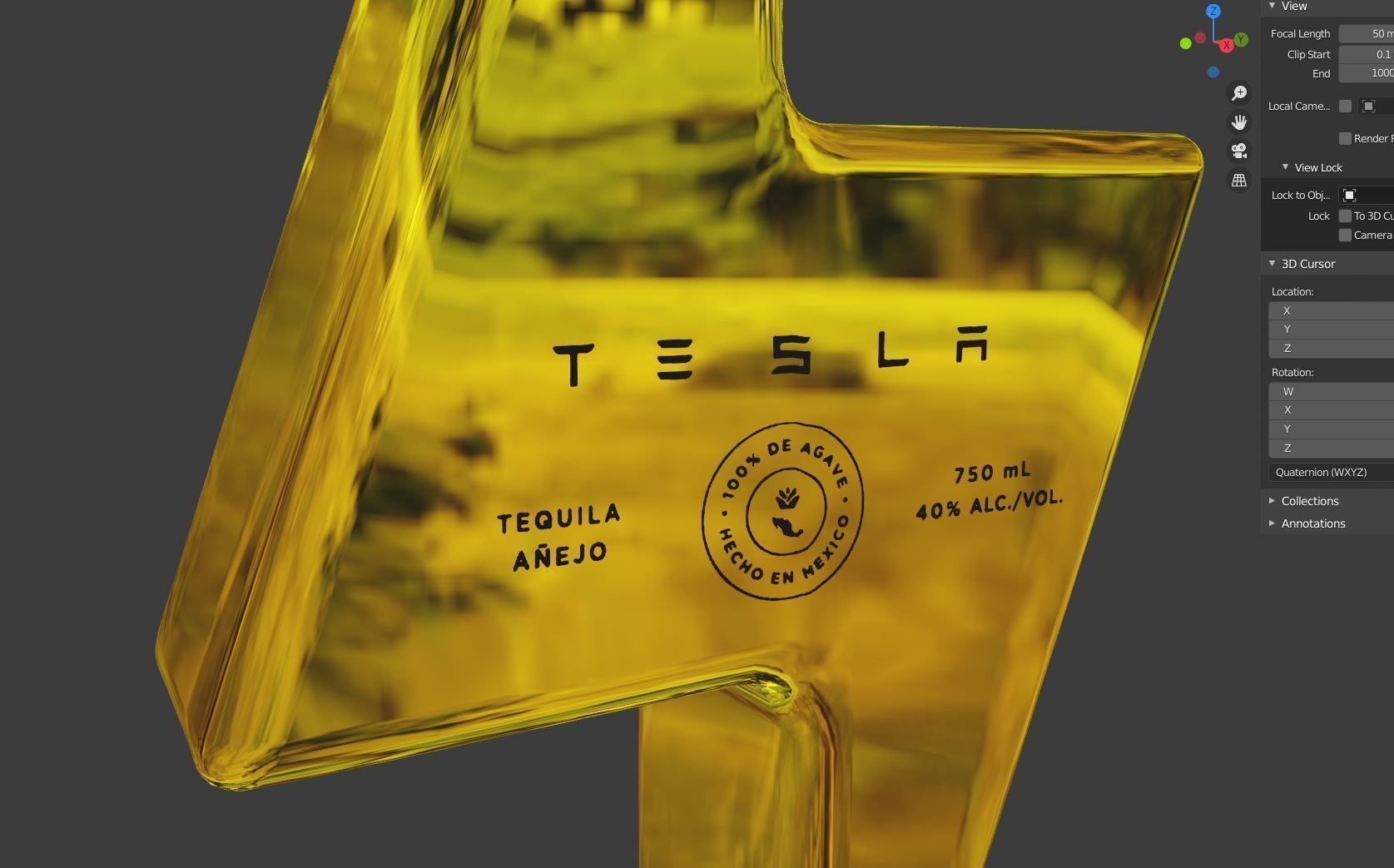 Tesla Tequila - 2020 Teslaquila bottle Low-poly 3D model_8