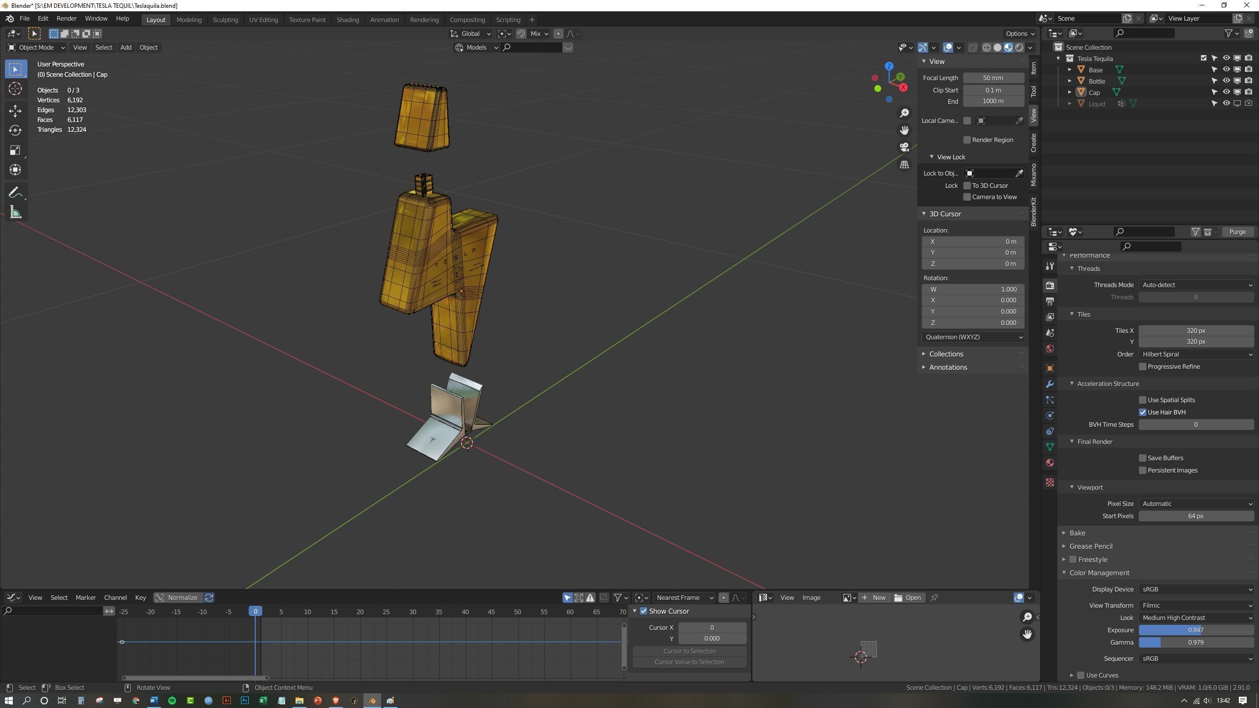 Tesla Tequila - 2020 Teslaquila bottle Low-poly 3D model_7
