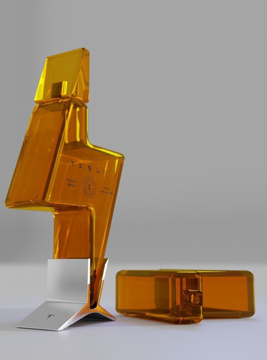 Tesla Tequila - 2020 Teslaquila bottle Low-poly 3D model_2