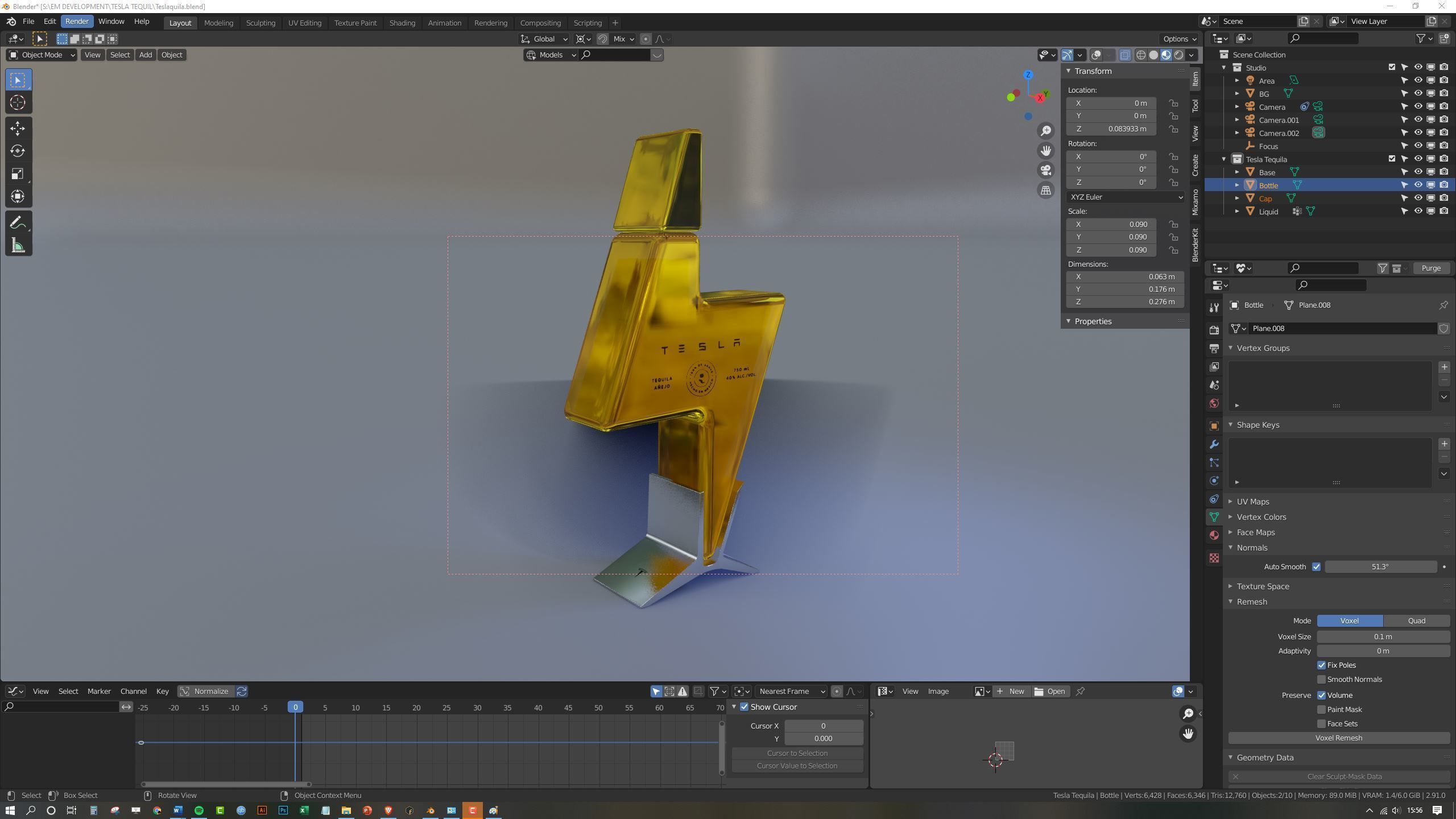 Tesla Tequila - 2020 Teslaquila bottle Low-poly 3D model_5