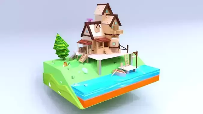 lowpoly house toy