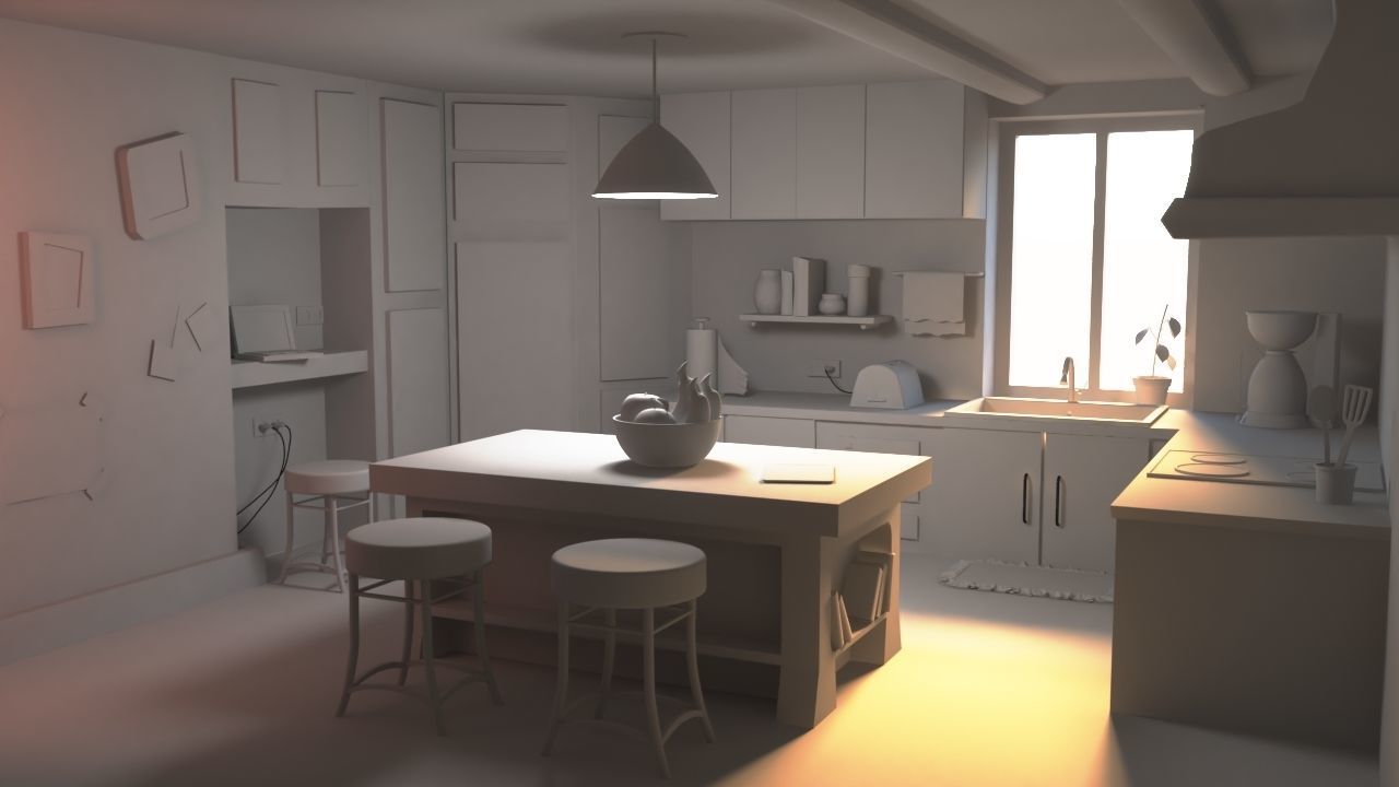 kitchen in computer game 3D model_4