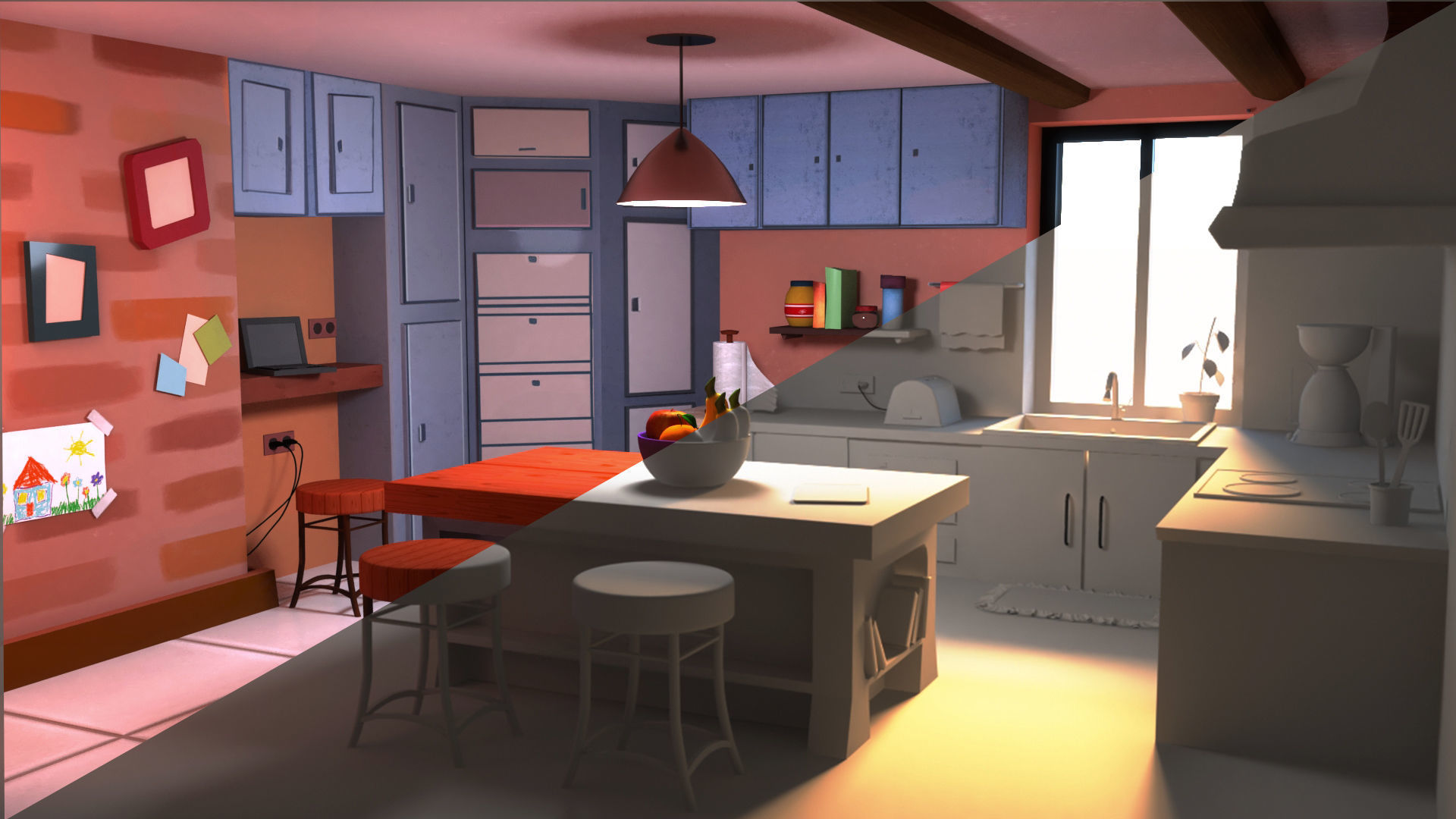 kitchen in computer game 3D model_1