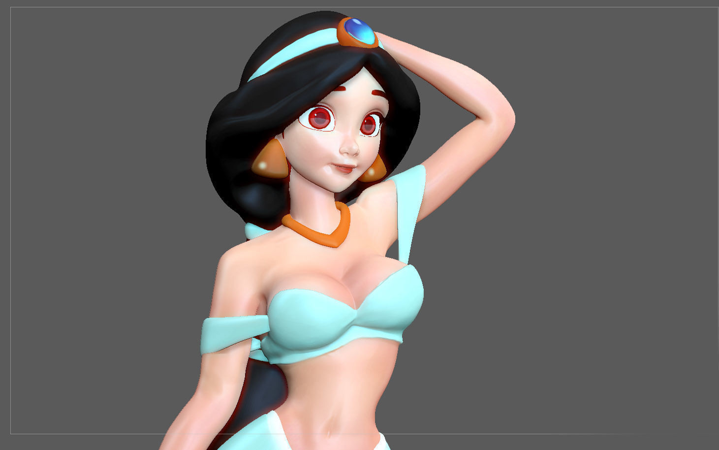 JASMINE PRINCESS STATUE ALADDIN  DISNEY ANIMATION CHARACTER GIRL 3D print model_4