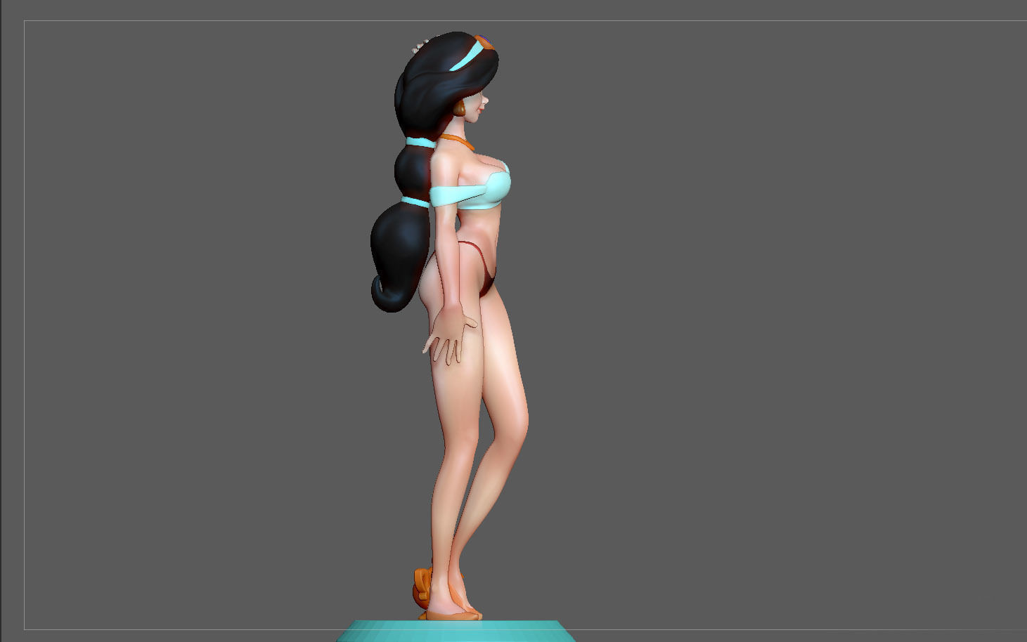 JASMINE PRINCESS STATUE ALADDIN  DISNEY ANIMATION CHARACTER GIRL 3D print model_12
