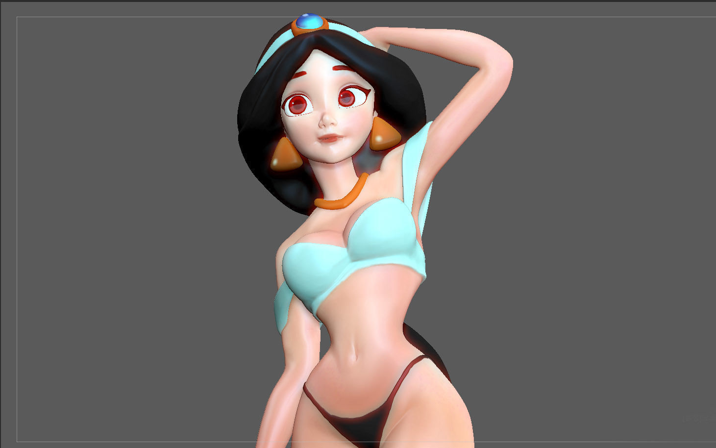 JASMINE PRINCESS STATUE ALADDIN  DISNEY ANIMATION CHARACTER GIRL 3D print model_11