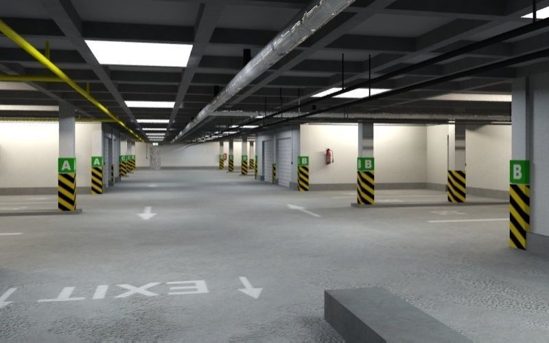 Underground parking garage 03 3D model_1