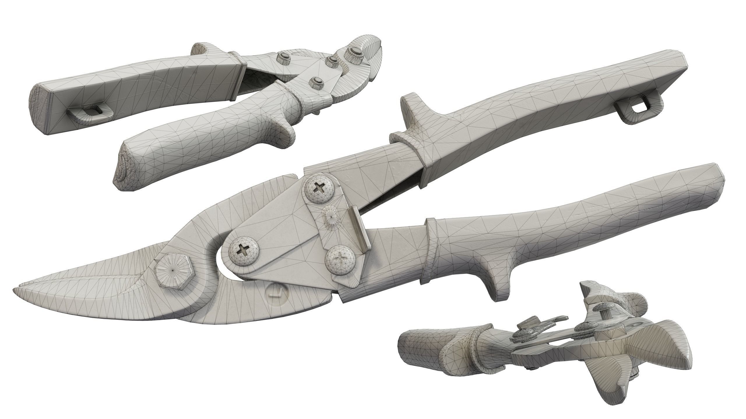 Metal Shears Low-poly 3D model_8