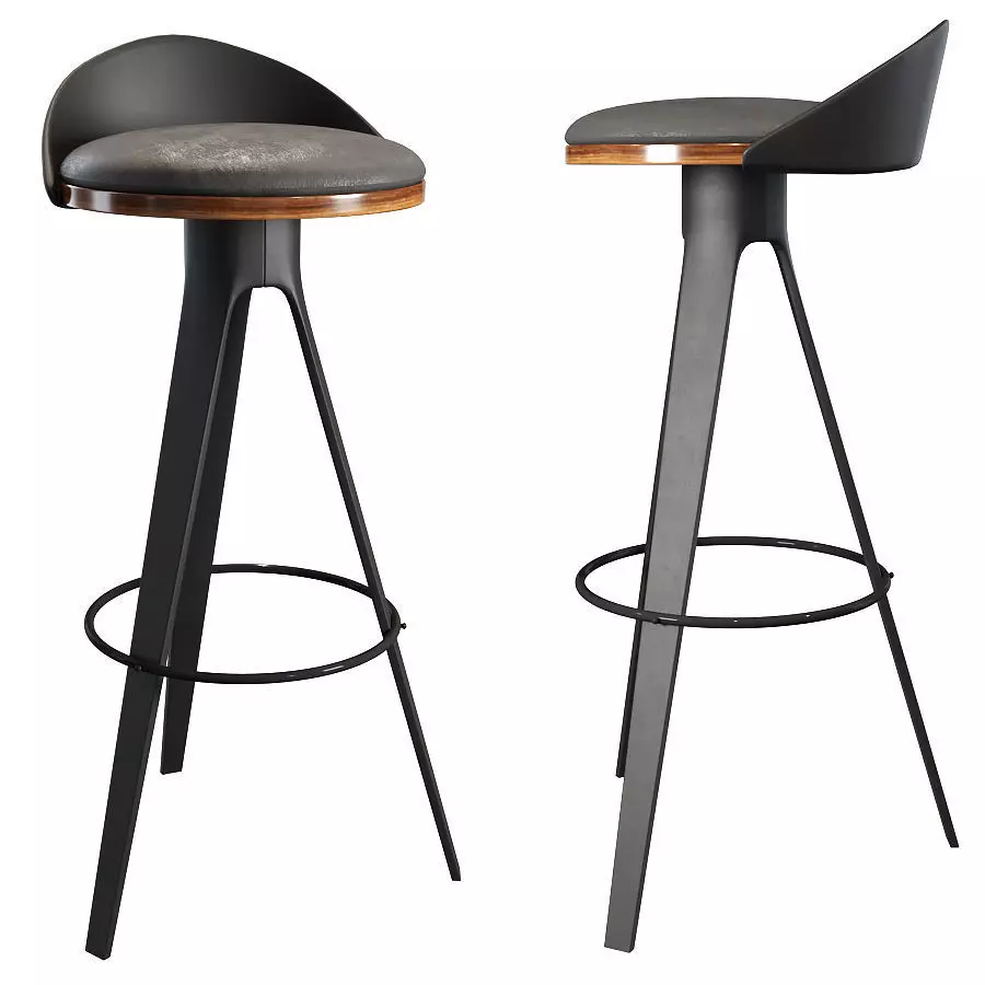 Bar stool hoker falco  bar chair black 3D model_0