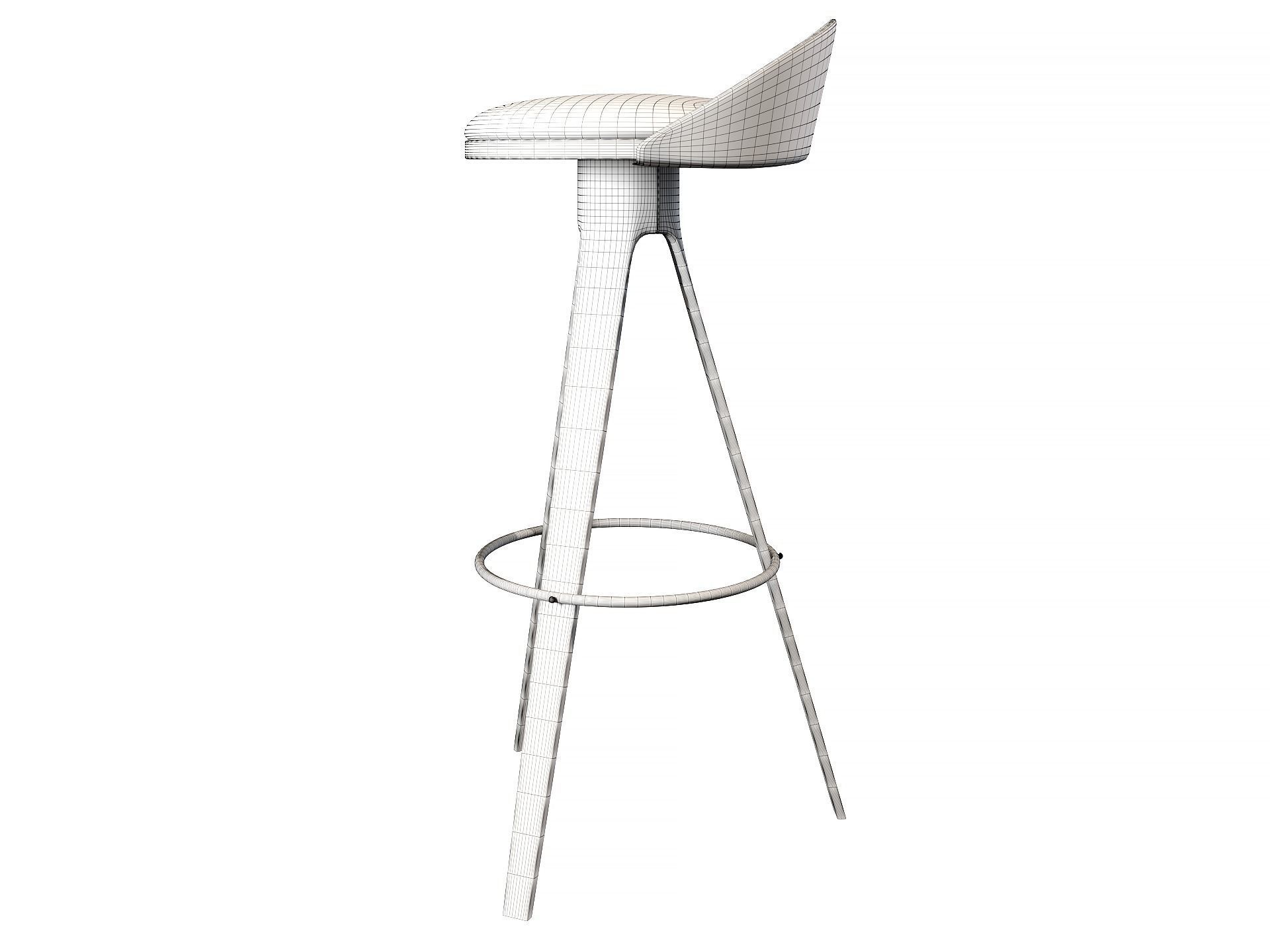 Bar stool hoker falco  bar chair black 3D model_7