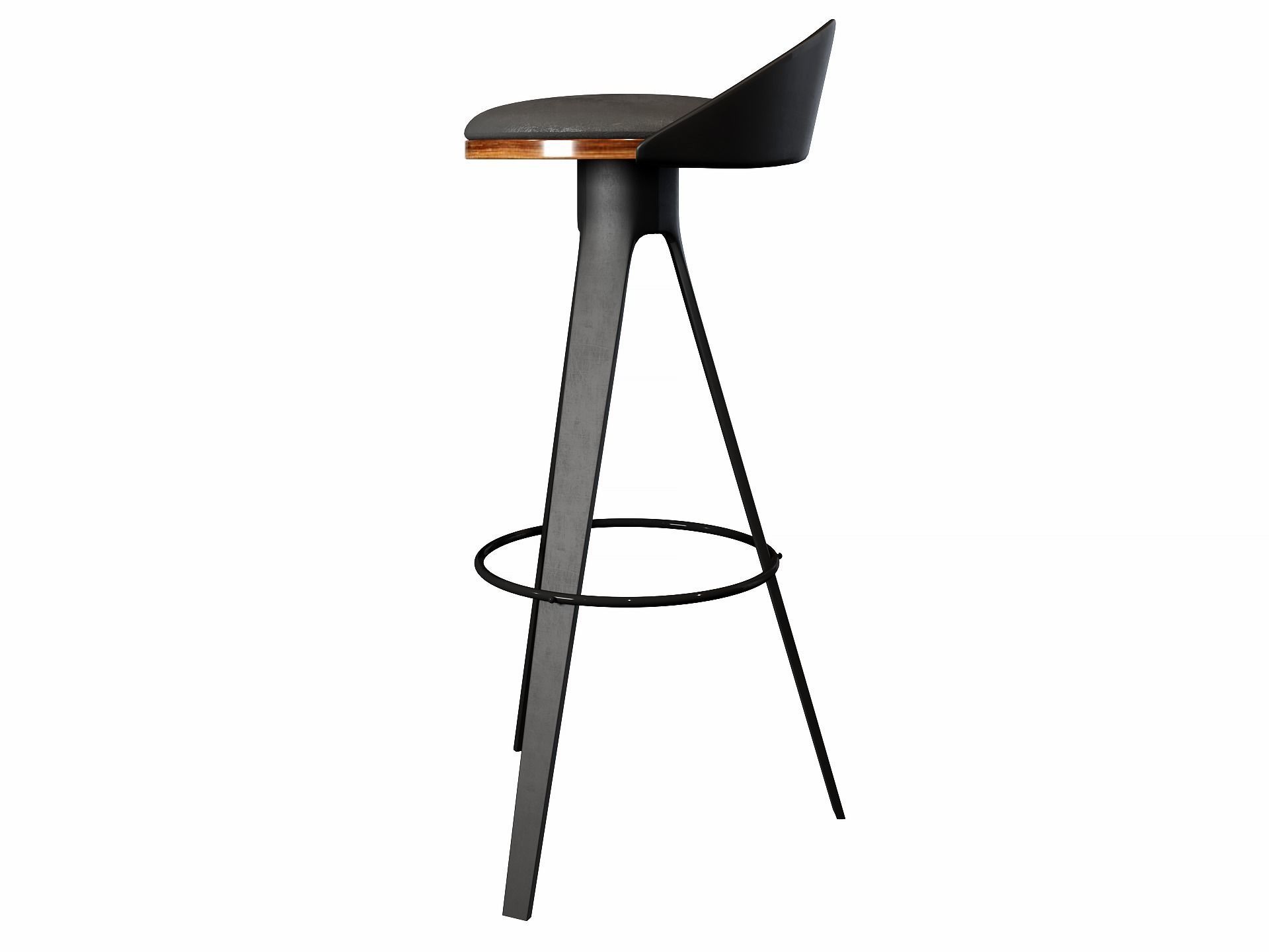 Bar stool hoker falco  bar chair black 3D model_3