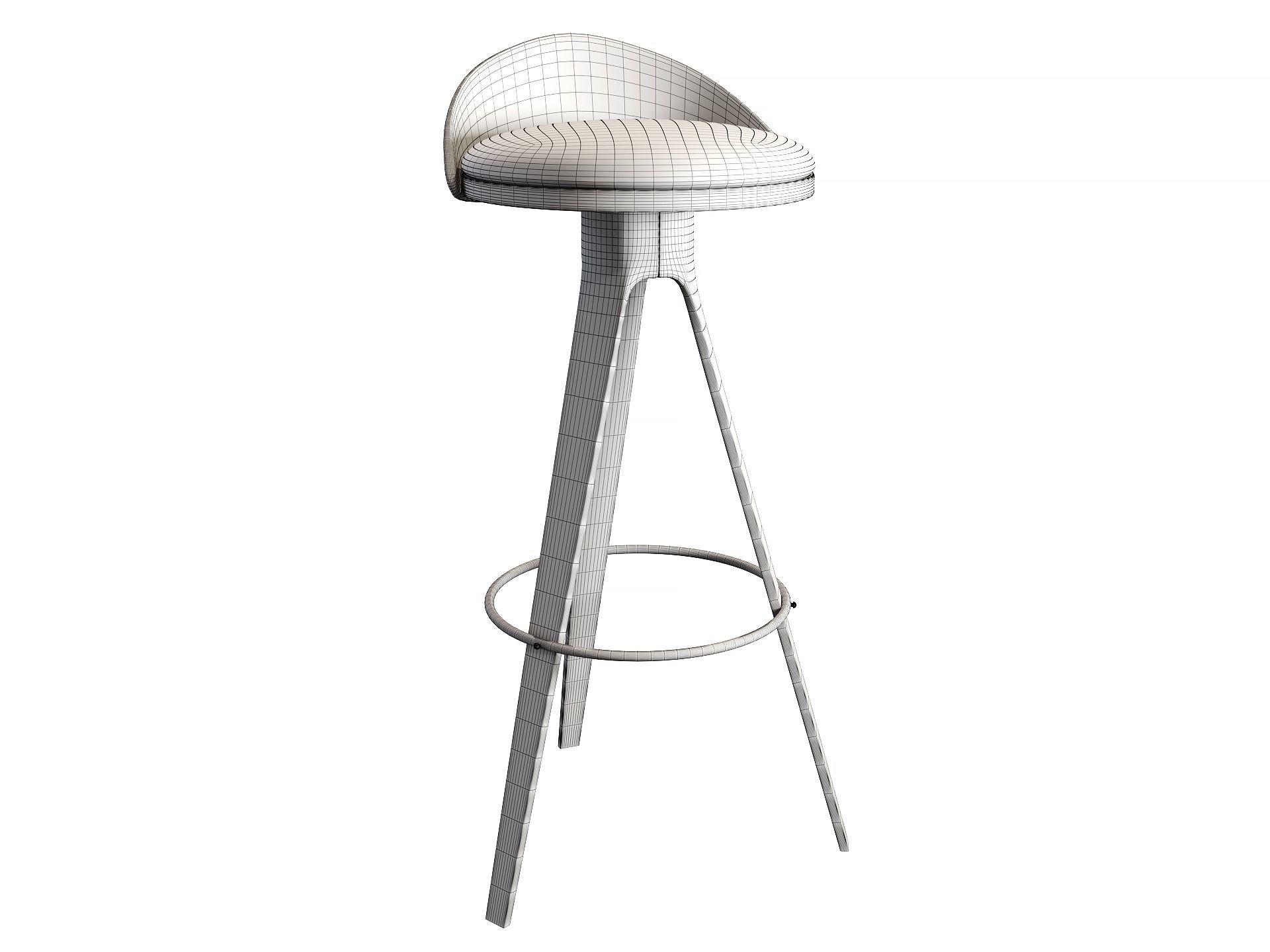 Bar stool hoker falco  bar chair black 3D model_5