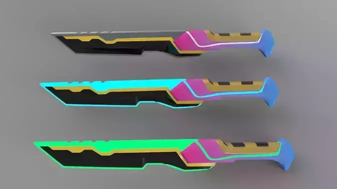 Dagger 3D model three different colored swords