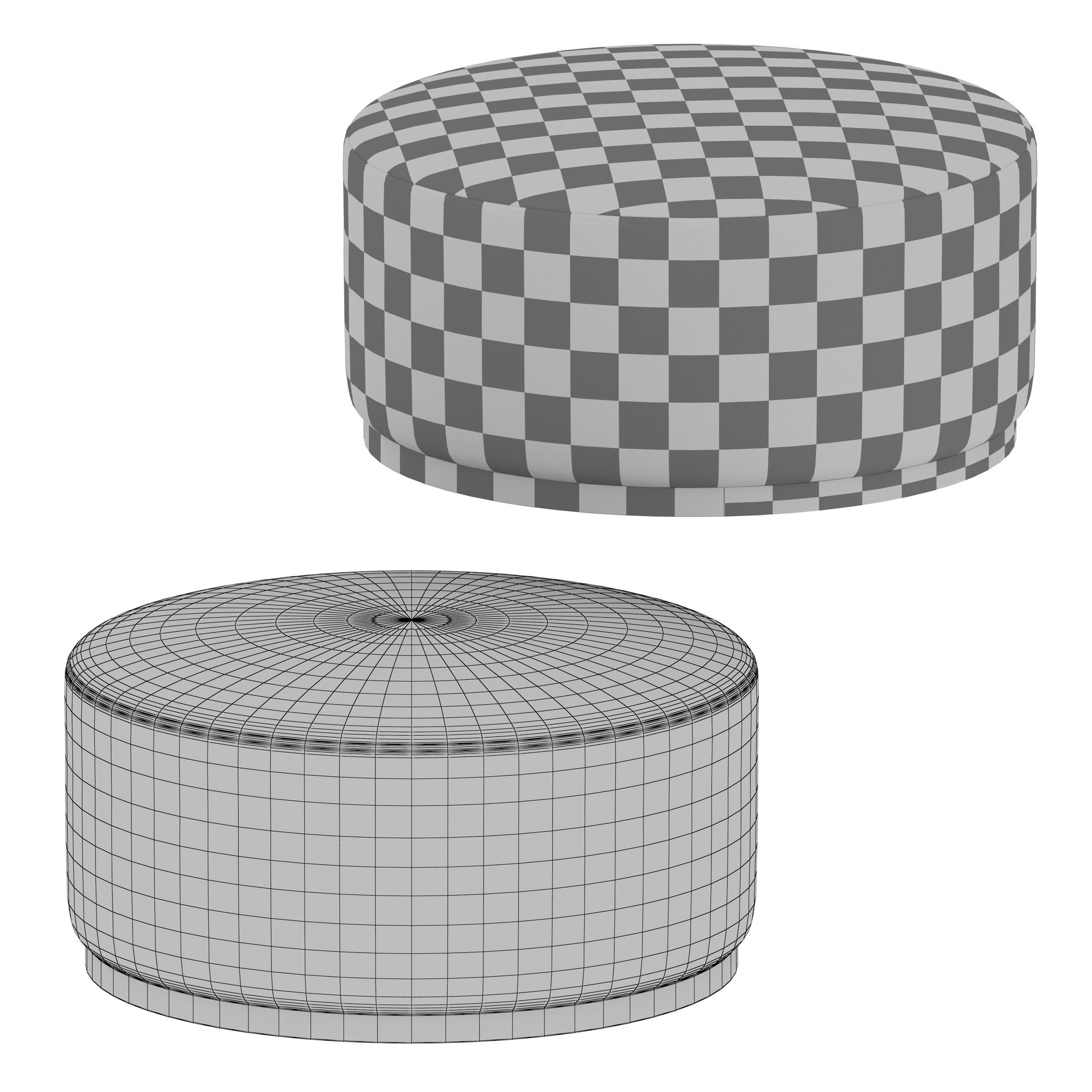 Zoey Leather Cocktail Ottoman Crate and Barrel 3D model_8