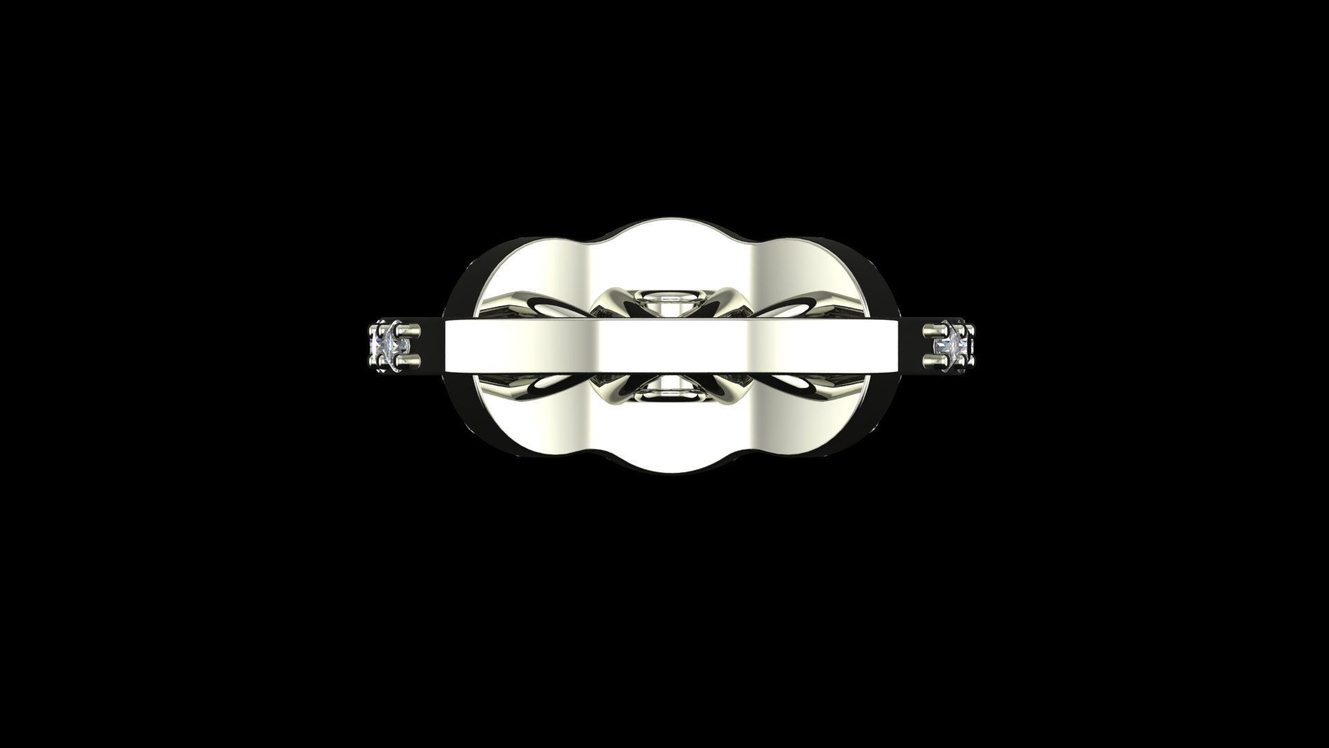 Three stone halo engagement ring 3D print model_28