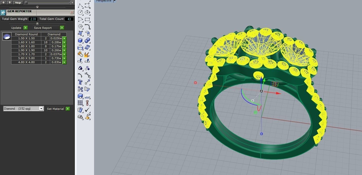 Three stone halo engagement ring 3D print model_39