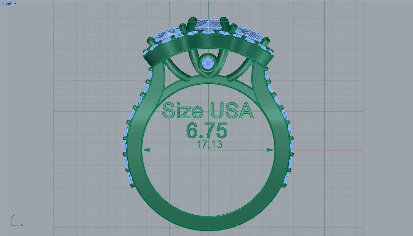 Three stone halo engagement ring 3D print model_32