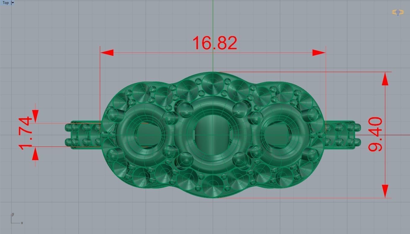 Three stone halo engagement ring 3D print model_33